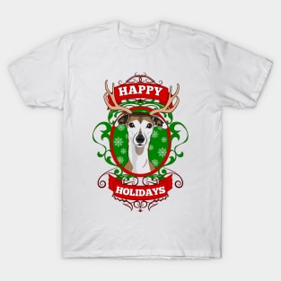 Christmas Happy Holidays Puppy Reindeer Antlers T-Shirt